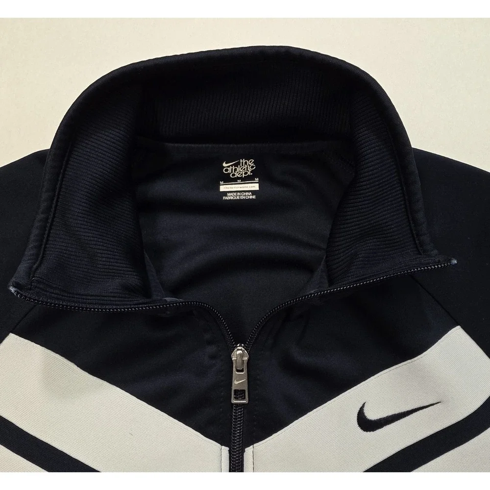 Nike Jacket Mens‎ M Blue White Track Pockets Full Zip Long Sleeve Mid Weight